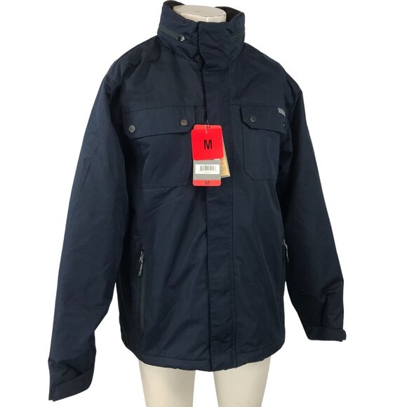 RUGGED ELEMENTS ~ MENS MEDIUM ~ NAVY BLUE CARGO CHORE COAT JACKET FLEECE LINED - Picture 1 of 7
